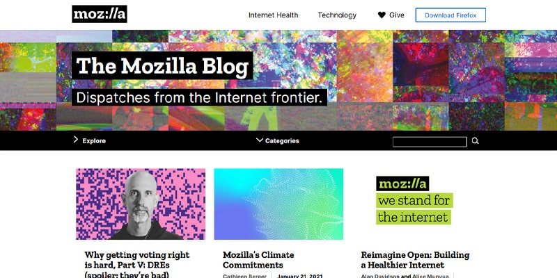 وبلاگ شرکت موزیلا با cms وردپرس