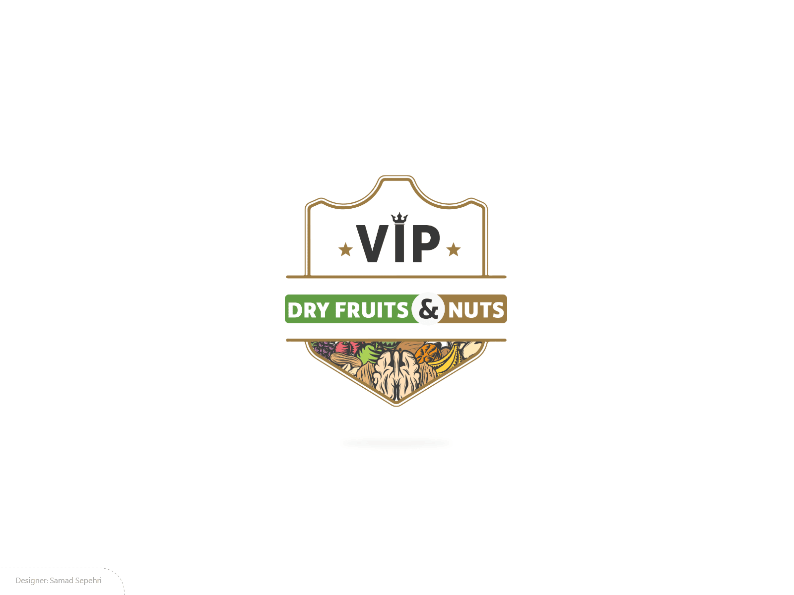 طراحی لوگو میوه و خشکبار vip dry fruits&nuts